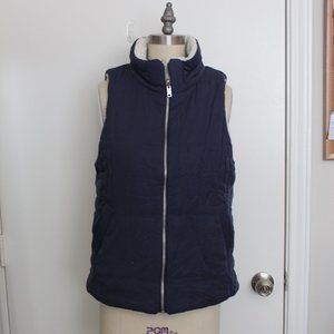 SKIES ARE BLUE REVERSIBLE NAVY/WHITE PUFFER VEST SIZE X-SMALL